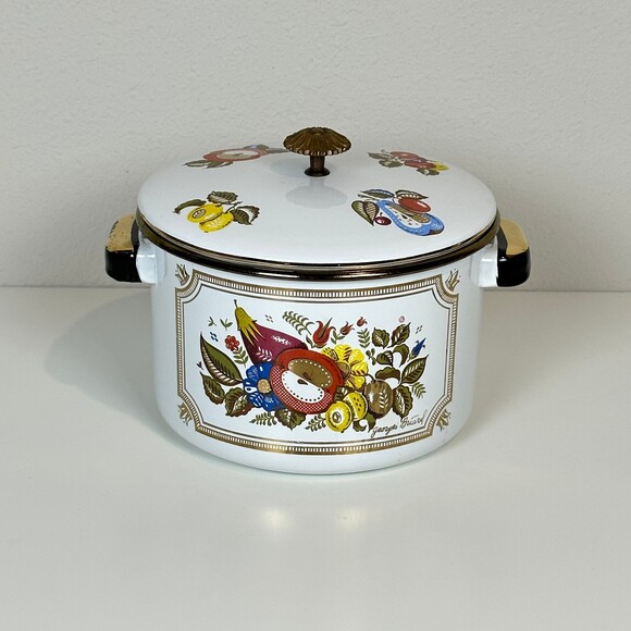 VTG Georges Briard Vegetables 2qt Enameled Stockpot 60s - Picture 1 of 10